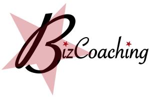 BizCoaching logo with a red star in the background and stylized black text.